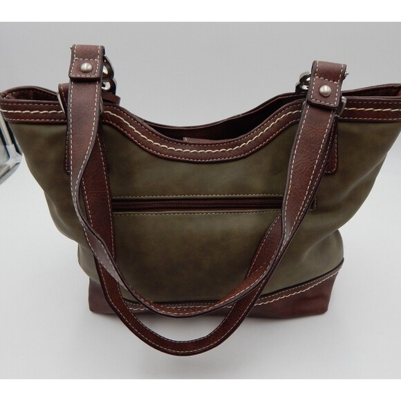 BOC Bøc Born Concept Green Tan Brown Handbag Purse Shoulder Bag Pockets - Picture 3 of 16